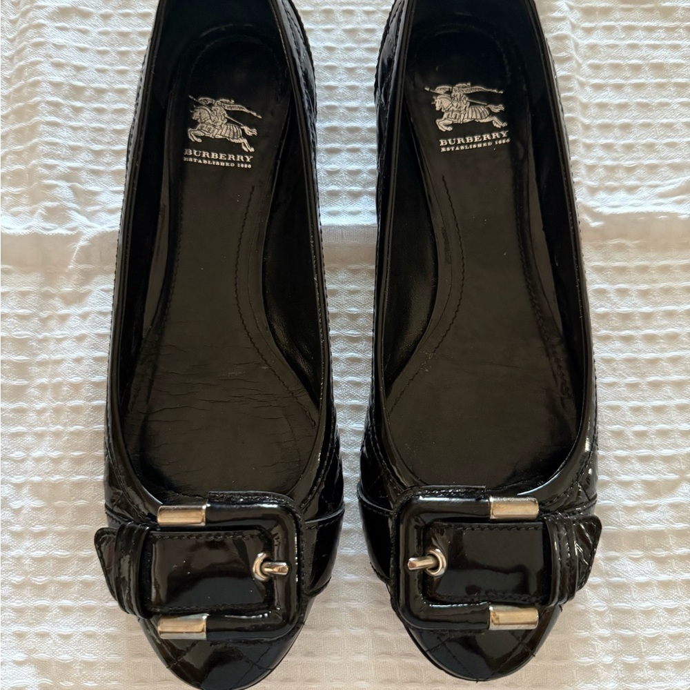 Burberry Black  Patent Leather Flats